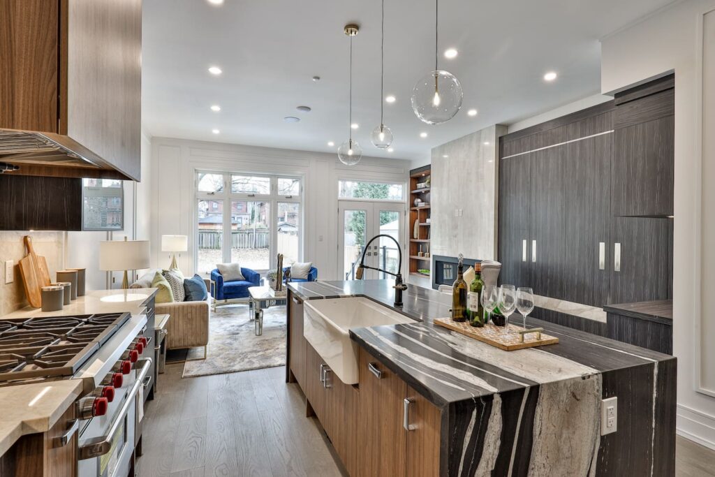 kitchen with a living room